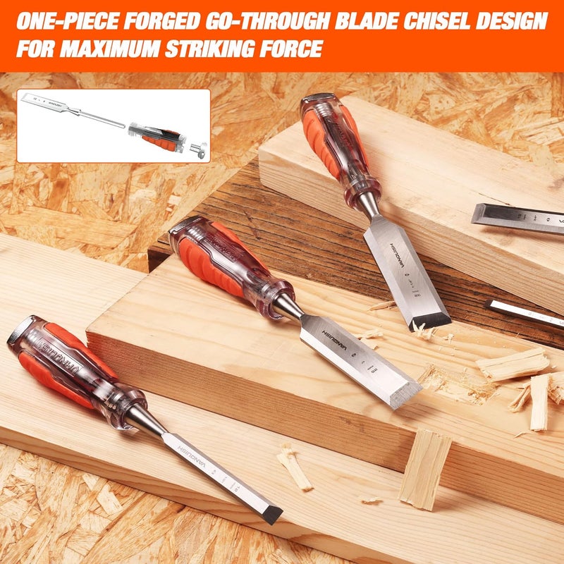 Vanquish High-Impact Wood Chisel with One-Piece Forged Blade 1-1/4 Inch Go-Thru Mortise Chisel for Woodworking(4607) - Image 5